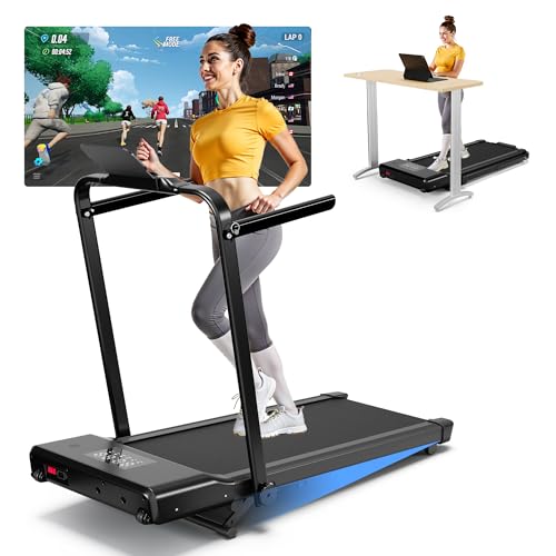 Walking Pad Treadmill with Handle Bar 300 LBS Capacity Foldable Treadmills for Small Space 3-in-1, 3.0HP Portable Under Desk Treadmill for Home Office
