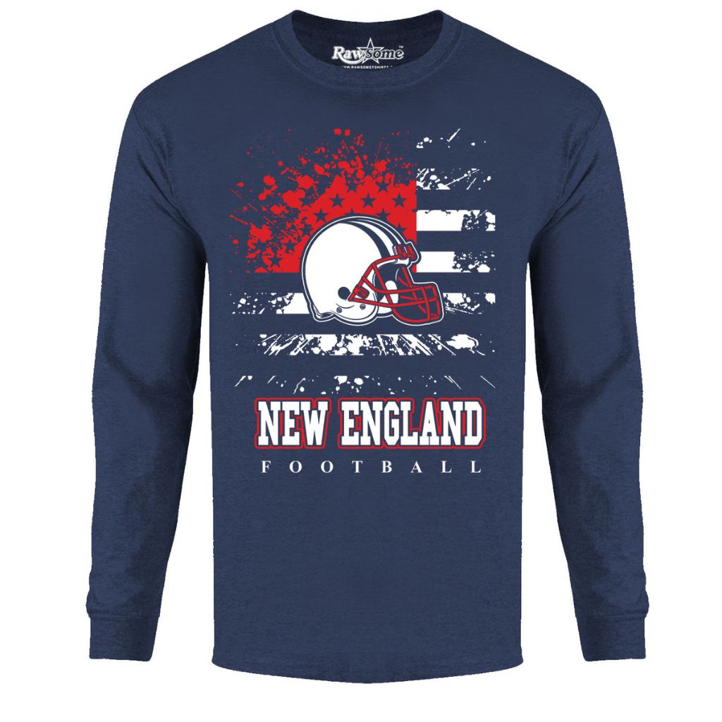 Men's Star-Spangled Football Long-Sleeve Shirts - Large - New England