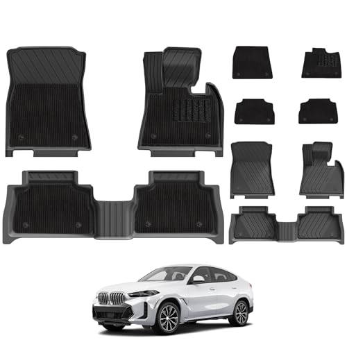 3W Floor Mats with Carpets Fit for BMW X6 G06 2019-2024 2025, All Weather Dog Friendly TPE Car Boot Mat, Waterproof Anti-Slip Easy to Clean Heavy Duty