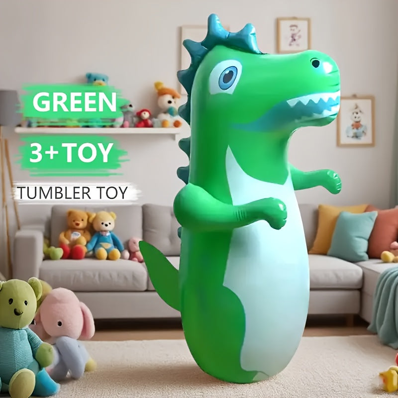 TEMU Dinosaur Inflatable Boxing Bag For Kids Ages 3-6 - Durable Pvc Standing Sand Bag With 3 Colorful , Toy For Motor Skills & , Perfect Gift For