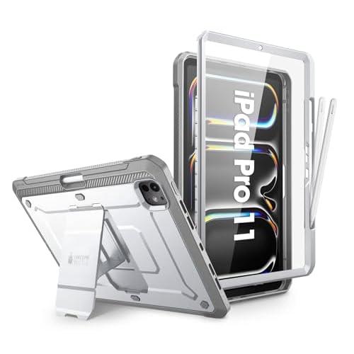 SUPCASE for iPad Pro 11 Inch Case M4 2024 5th Generation with Pencil Holder (Unicorn Beetle Pro), [Built-in Screen Protector & Stand] Full-Body Rugged