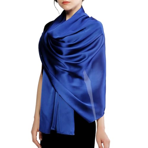 RIIQIICHY Women Shawls and Wraps for Evening Dresses Like Chiffon Silk Scarf Formal Silky Pashmina Shawls for Weddings Royal Blue