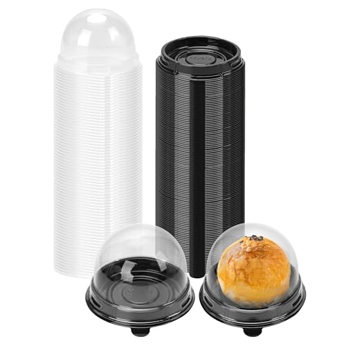 Mini Individual Cupcake Container 2.8x2 IN Mini Cupcake Boxes Desk Pet Containers for Chocolate Covered Cookies, Mooncake(100 Pack, Black) Black-100Pa