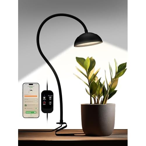 GLOWRIUM Smart Grow Lights for Indoor Plants,10W Full Spectrum LED Plant Light with 3-9-12 Timer,10 Dimmable Levels,Height Adjustable Grow Light with