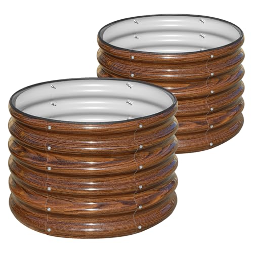 SnugNiture Raised Garden Bed, 2 PCS 2×2×1.5ft Round Galvanized Outdoor Planter Box, 17" Tall Deep Metal Garden Bed Kit for Planting Vegetables, Frui