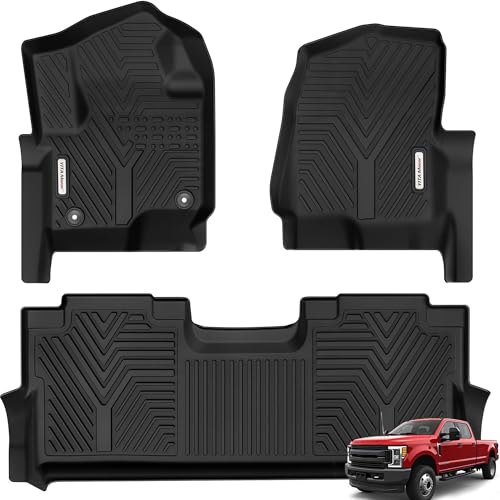 YITAMOTOR Floor Mats Compatible with F250-F350-F450-F550, Custom Fit for 2017-2025 2026 Ford F-250-F-350 SuperCrew Cab, 1st & 2nd Row All Weather Prot
