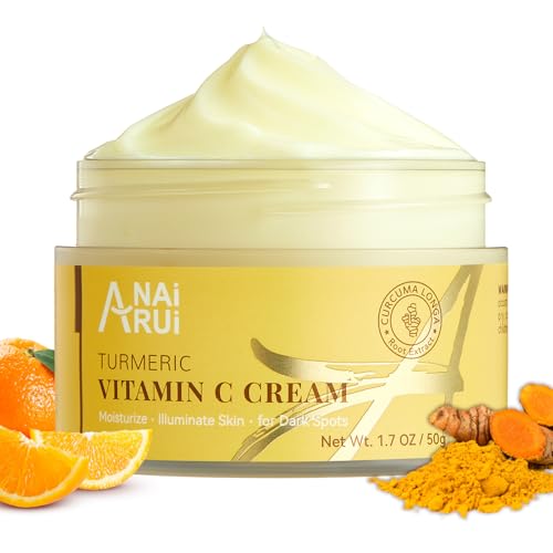 ANAI RUI Vitamin C Face Moisturizer with Turmeric, Anti-Aging Facial Cream for Dull, Dry Skin, Reduces Wrinkles, Evens Skin Tone, Hydrating & Nourishi