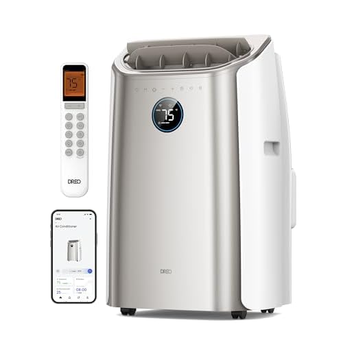 Dreo Portable Air Conditioners, 12,000 BTU AC Unit for Bedroom with Drainage-free Cooling, 46dB Quiet, APP-Voice-Remote, 24h Timer with Fan & Dehumidi