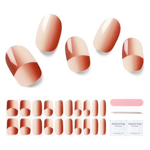 Semi Cured Gel Nail Strips, 20 pcs Gel Nail Stikers, Gel Nail Wraps Semi Cured, Salon-Quality, 2 Weeks Long Lasting, Dusk Dancing