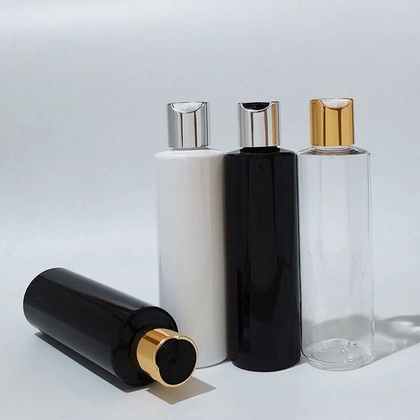 10X100ml-1Ml-200Ml-2Ml White-Black Plastic Lotion With Gold Disc Cap,Essential Oils Cosmetic Packaging Shampoo Bottle