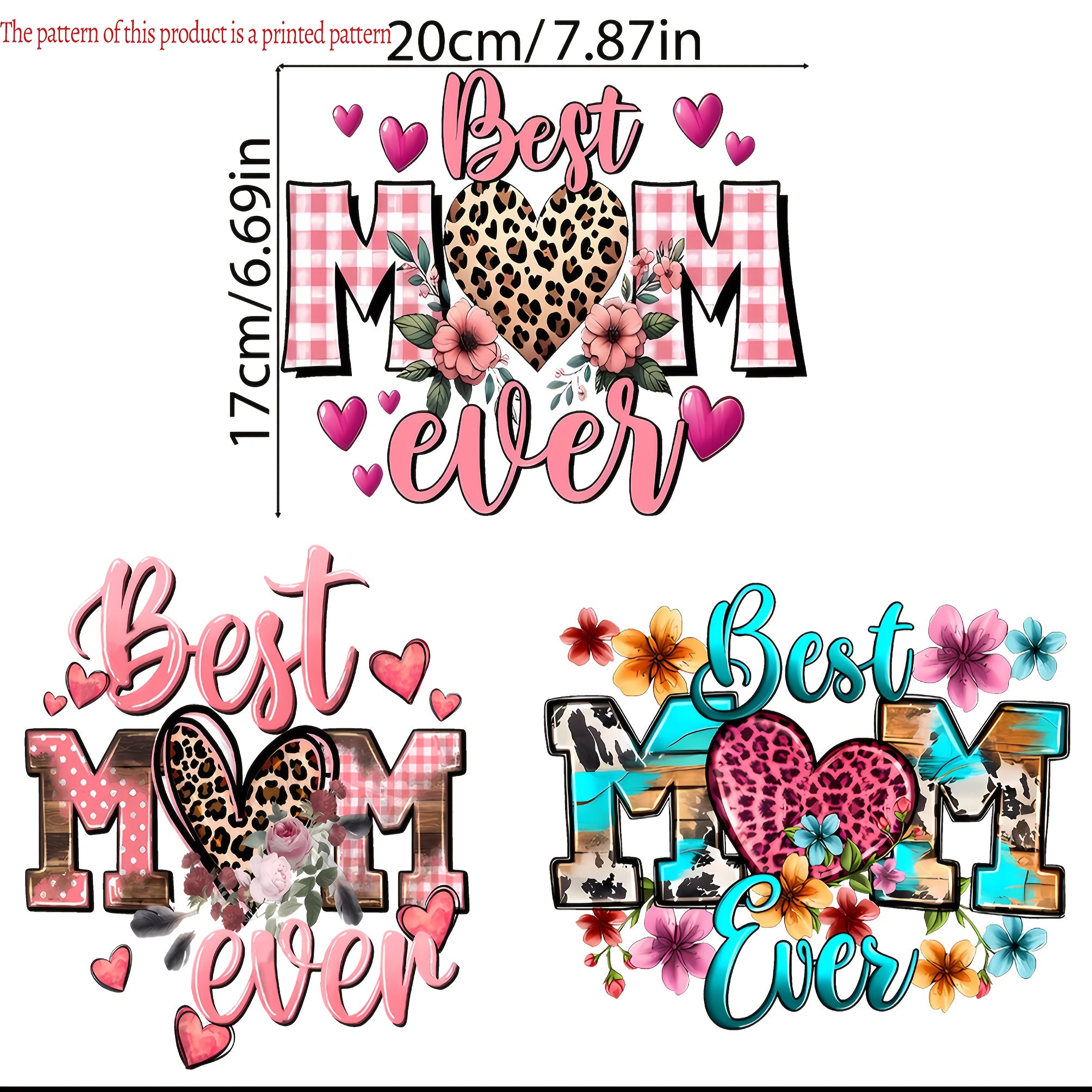 TEMU 3pcs Vintage Gifts For Mothers Washable Iron-on Heat Transfer Stickers, 2d Printed Heat Pressed Decals Heat Transfer Printing Heat Transfer Film