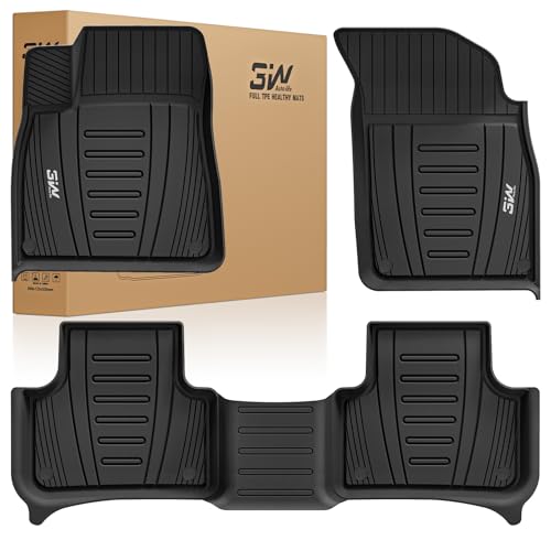 3W 2017-2024 2025 Audi Q7-SQ7 Floor Mats & 2019-2024 2025 Audi Q8 Car Mats, 4M All Weather TPE Accessories Custom Fit Floor Liner, 1st & 2nd Row Full
