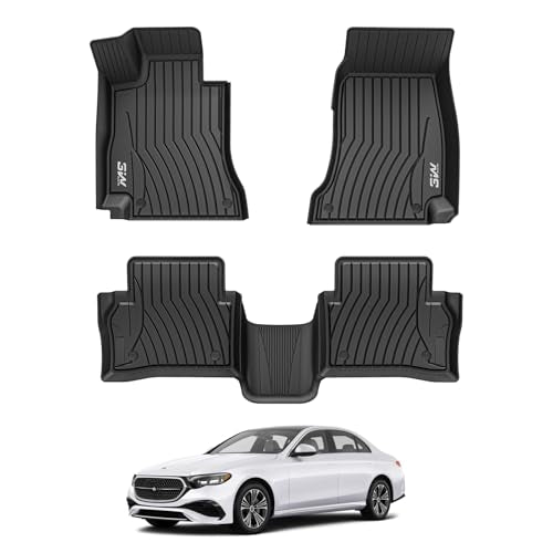 3W Floor Mats Fit for Mercedes Benz E-Class 2024 2025 2026 TPE All Weather Custom Fit Floor Liner for E300 E320 E350 E400 E550 E63, 1st&2nd Row Full S