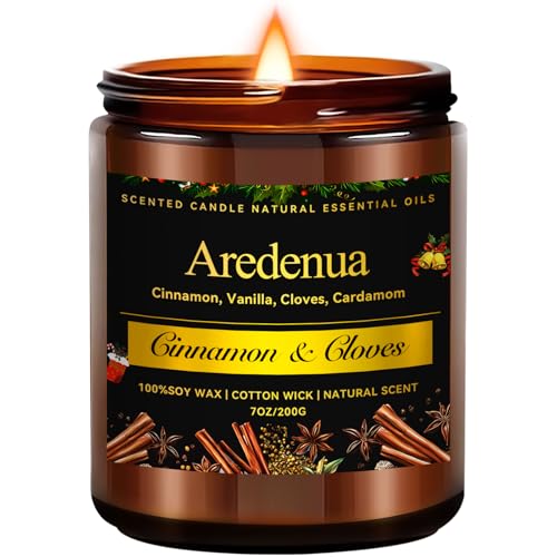 Cinnamon & Cloves Candle | Christmas Scented Candles, Soy Candles for Home, Holiday Aromatherapy Candle Gift for Women Men – Warm Spiced Christmas G