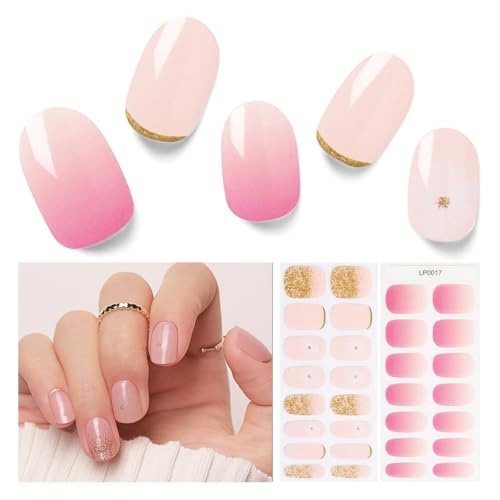 Semi Cured Gel Nail Strips, 30 pcs Gel Nail Stikers, Gel Nail Wraps Semi Cured, Salon-Quality, 2 Weeks Long Lasting Ice Age