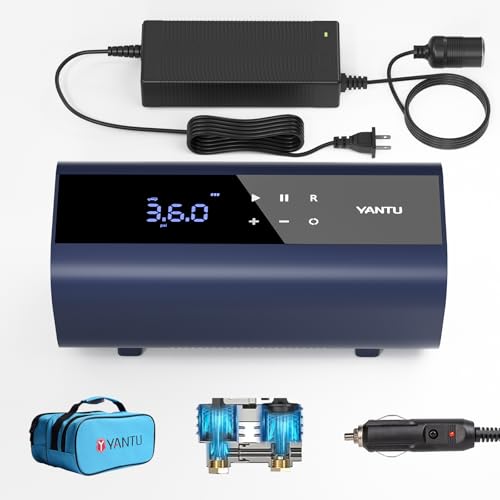YANTU 120W-10A-AC Portable Tire Inflator,Dual Cylinder Car Tire Air Pump With 8.3-Inch Large Digital Screen,12v Air Compressor For Car Tires,Electric
