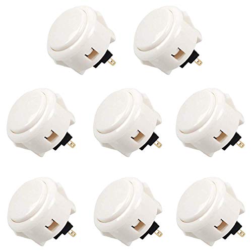 Sanwa 8 pcs OBSF-30 Original Push Button 30mm - for Arcade Jamma Video Game & Arcade Joystick Games Console (White) S@NWA 30mm White
