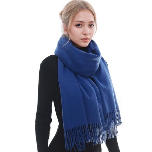 RIIQIICHY Scarf for Women Scarves and Wraps Winter Warm Pashmina Shawl for Cold Weather Royal Blue