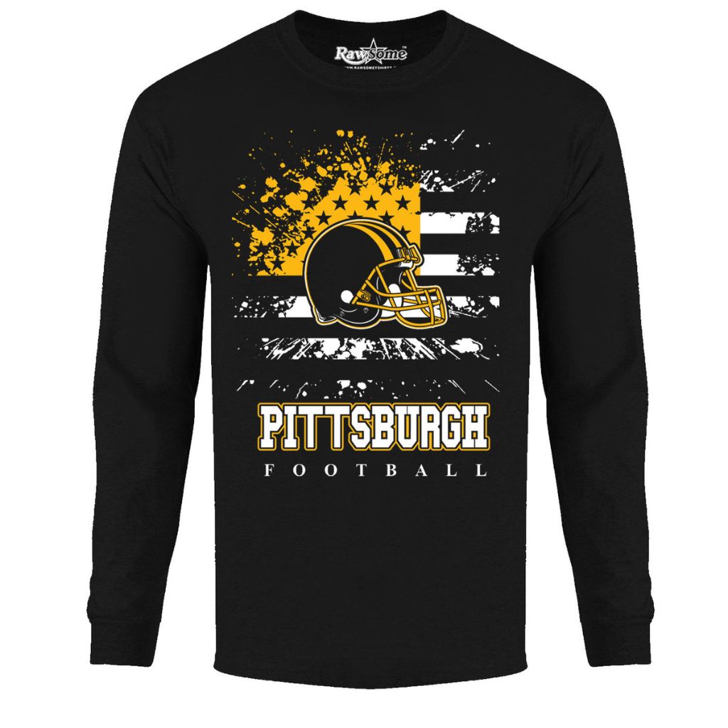 Men's Star-Spangled Football Long-Sleeve Shirts - Large - Pittsburgh