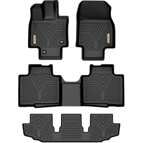 YITAMOTOR Floor Mats Fit for Toyota Highlander 2020-2025 w-Center Console (NOT for Hybrid), TPE All Weather Custom Fit Highlander Floor Liner, Fit 3 R