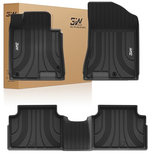 3W Floor Mats Fit Hyundai Sonata 2020-2025 (NOT for Hybrid)-Kia K5 2021-2025(Only for FWD Models) All Weather TPE Custom Fit Heavy Duty Waterproof Flo