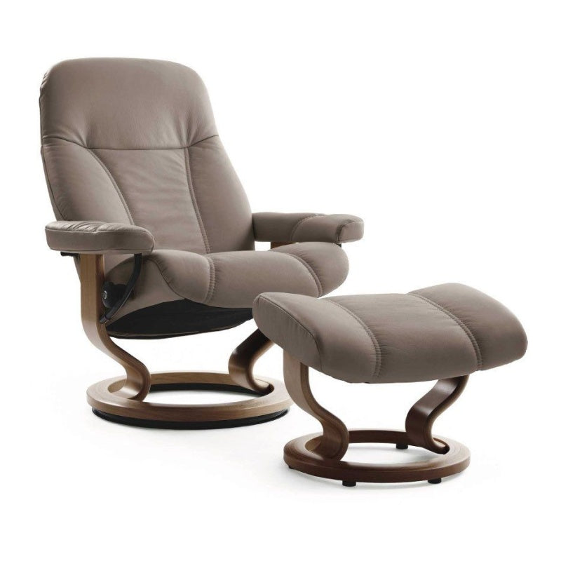Stressless Consul Chair and Footstool - Large - Leather - Cori - Classic