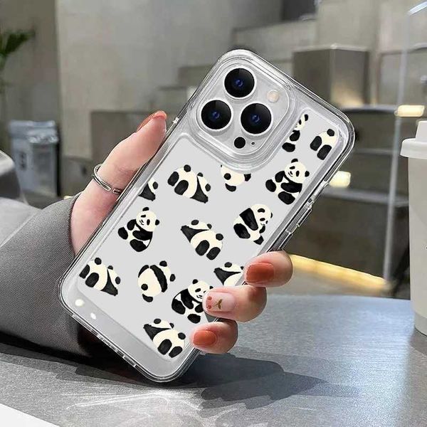 Cellphone Case Cute little panda phone case suitable for iPhone 16 15 14 Pro Max Plus 13 12 11 Pro XR X XS Max 7 8 shockproof transparent so