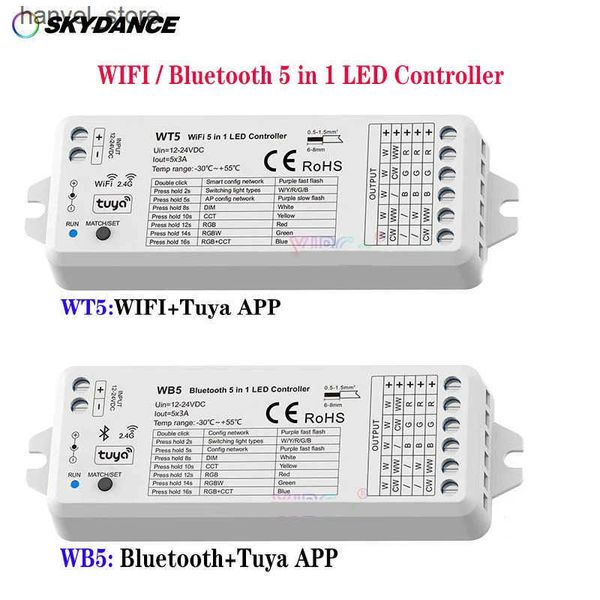 Game Controllers Joysticks WT5 WiFi+Tuya-WB5 Bluetooth+Tuya 5-in-1 LED light controller DC12V-24V RGB RGBW RGB+CCT CCT monochrome controller