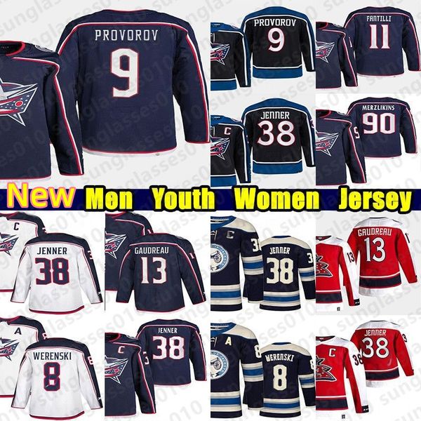 #13 Johnny Gaudreau columbusS hockey jersey blue jackets jersey Kirill Marchenko Zach Werenski Sean Monahan Cole Sillinger Adam Fantilli Boo