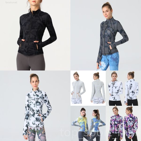 Align Women Sport Jackets Woamn Zipper Yoga Coat Clothes Fashion Activewear Quick Dry High Waist Popular Long Sleeve Full Zip printing Tight
