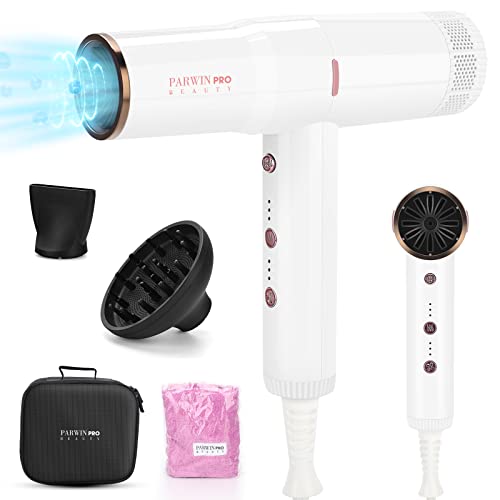 High-Speed Hair Dryer, Professional Salon Fast Drying Ionic Diffuser Hairdryer for Women and Men, PARWIN PRO BEAUTY Blow Dryer with Low Noise Brushles