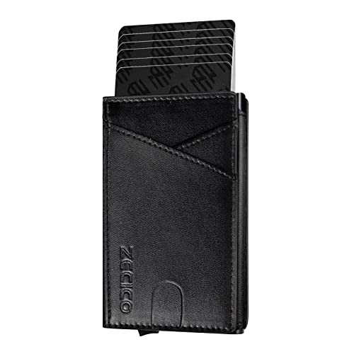 Mens Slim Wallet Money Clip: Bifold Leanther Wallets RFID Blocking Front Pocket Wallets Credit Card Holder with ID Window Gift for men Pop up-Classic