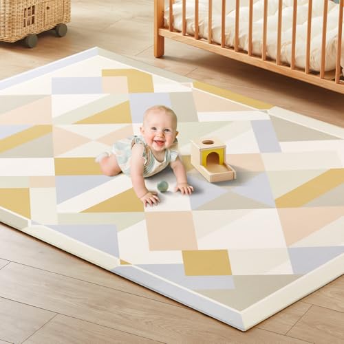 Tiny Land Baby Play Mat - Extra Large 78"x55" Waterproof Crawling Playmat for Infants & Toddlers, Reversible Non-Slip Foam Floor Mat, Soft Thick Folda