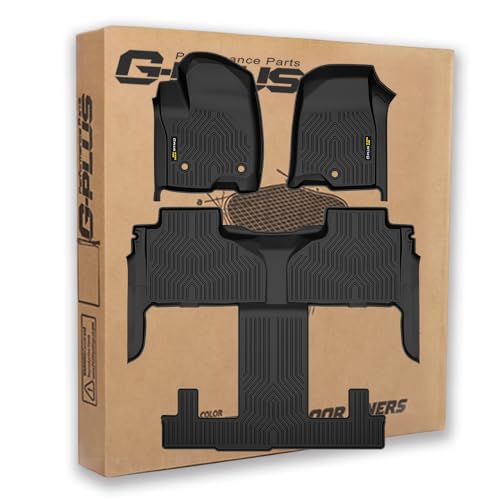 G-PLUS Floor Mats Fit for 2021 2022 2023 2024 2025 Chevy Tahoe & GMC Yukon w- 2nd Row Bucket Seats, TPE Floor Liners 3 Piece Black All Weather Protect