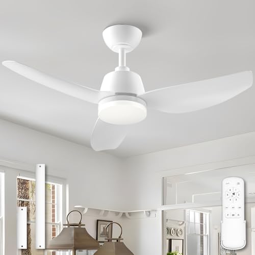 40" Ceiling Fan with Light & Remote Control, Modern Low Profile 3 Blades-6-speed-Timer-Reversible for Dining Room Bedroom Living Kitchen Garage Patio