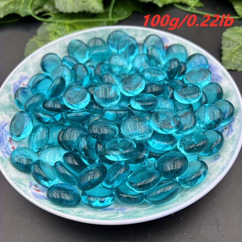 TEMU [ ] Funaya 100g-0.22lb Vibrant Glass Beads, 17-19mm - Ideal For Decor, Fish Embellishments & Artistic Vase Fillings, Unique Glass Beads