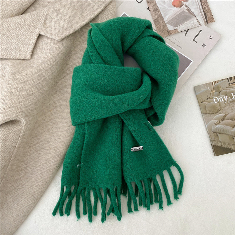 Z012 Women&#039;s scarf, Korean style, fashionable, versatile, warm, thickened, with tassels, faux cashmere, suitable for autumn and winter; also su