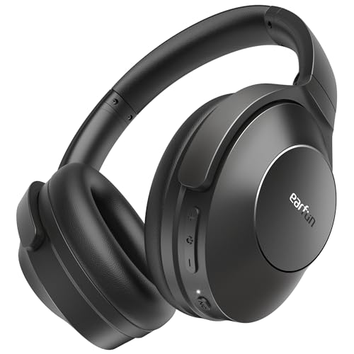 EarFun Wave Life Hybrid Active Noise Cancelling Headphones, Wireless Over Ear Bluetooth 5.4 Headphones, 4 Mics AI Clear Call, Deep Bass, 60H Playtime,