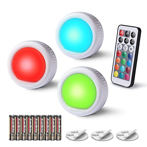 EverBrite Tap Light, Push Light, LED Puck Lights with 12 RGB Colors, Wireless Touch Light Under Cabinet, 80 Lumens Night Light for Closet, Bedroom, Wa