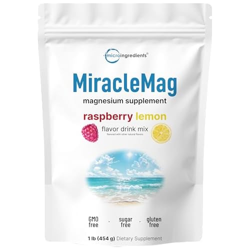 MiracleMag Calm Magnesium Powder, 1lb | Magnesium Citrate Supplement | Sweet Raspberry Lemon Flavored | Calm & Relaxation Mineral Support | Easily Abs