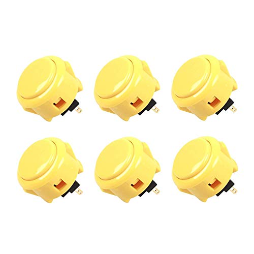 Sanwa 6 pcs OBSF-30 Original Push Button 30mm - for Arcade Jamma Video Game & Arcade Joystick Games Console (Yellow) S@NWA 30mm Yellow