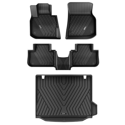 3W 2018-2024 BMW X3 Floor Mats & Cargo Liner, All Weather TPE BMW X3 Accessories Custom Fit for X3 30i M40i X3M Car Mats (Only for car Without Spare t