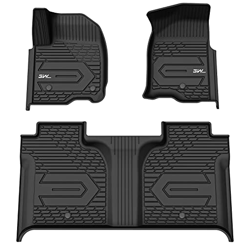3W Floor Mats Fit for 2019-2025 2026 Chevy Silverado-GMC Sierra 1500 & 2020-2024 2025 Chevrolet Silverado-GMC Sierra 2500 HD-3500HD Crew Cab TPE All W