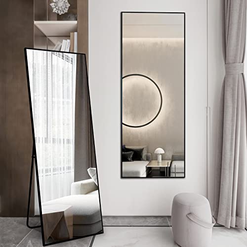 WIIS' IDEA 64"x21" Rectangular Full Length Mirror, Big Free Standing Body Mirror with Anti-Rust Aluminum Frame and Explosion-Proof Film for Bedroom (B