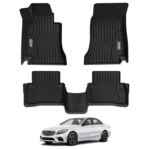 3W Floor Mats Compatible for Benz C-Class 2015-2021 (for Sedan Only) TPE All Weather Custom Fit Floor Liner for Benz C-Class C300-C350e-C43 AMG-C63 AM