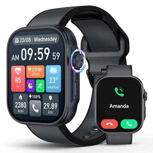 Orologi intelligenti con chiamata Bluetooth, fitness tracker impermeabile 3 ATM, display AMOLED da 1,99", monitoraggio della frequenza cardiaca, dell'