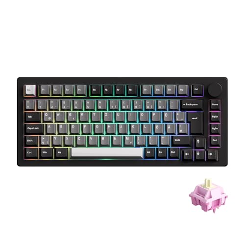 MONSGEEK M1 V5 VIA Gaming-Tastatur, schwarz-Silberne Tri-Mode-Tastatur, RGB, ISO-DE-Nordisch-UK-Layout (Cilantro-Schalter)