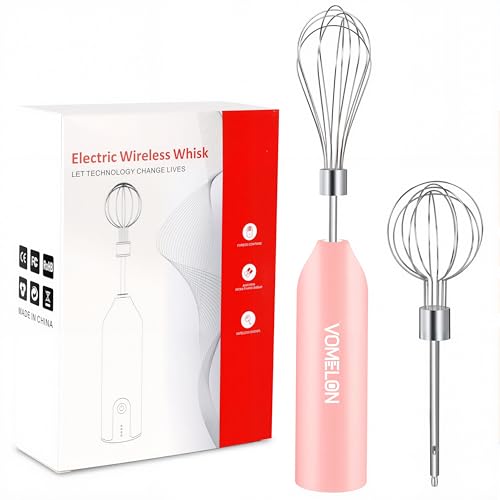 Electric Egg Beater Whisk, USB Charging Mixer, Three-Speed Adjustment, Suitable for Whisking Eggs, Cream, Sauce, Jam Supplements and More, Pink