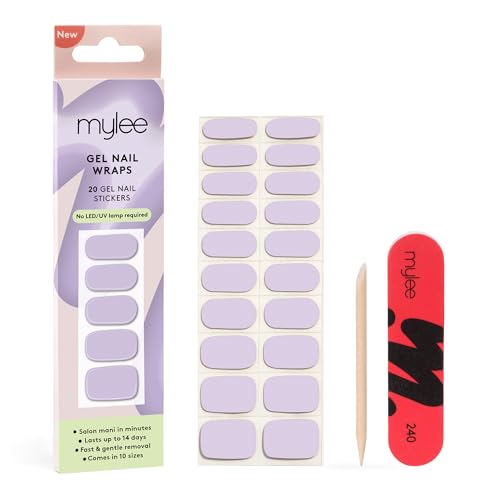 Mylee Gel Nail Wraps [Quite Delightful] – 10 Pre-Cured Gel Stickers for Instant Mani – No Lamp Needed, Chip-Resistant, Glossy Finish, Lasts Up to