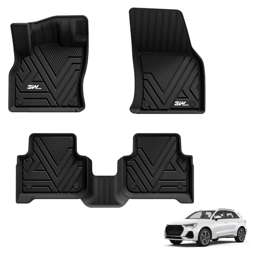 3W Floor Mats Custom Fit for 2019-2024 2025 Audi Q3 S F3, TPE All Weather Floor Liner for Q3 1st and 2nd Row Full Set Car Mats 4.Audi Q3 2019-2025 1-2